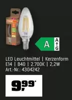 LED Leuchtmittel Kerzenform E14 B40 2.700K 2,2W