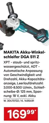 Makita - Akku-Winkelschleifer DGA 511 Z