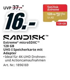Sandisk - Extreme Microsdxc 128 Gb UHS-I Speicherkarte Mit Adapter