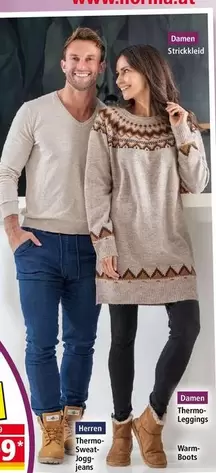 Strickkleid, Thermo-Leggings, Thermo-Sweat-Jogg-jeans, Warm-Boots