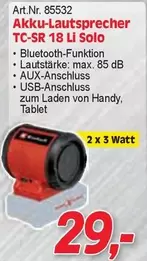 Handy - Akku-Lautsprecher TC-SR 18 Li Solo