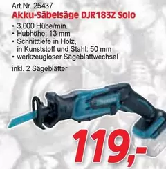 Akku-Säbelsäge DJR183Z Solo