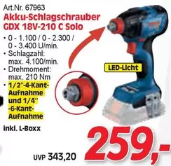 Akku-Schlagschrauber GDX 18V-210 C Solo