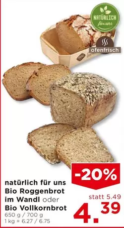 Bio -  Roggenbrot im Wandl oder  Vollkornbrot