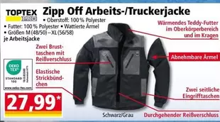 Zipp Off Arbeits-/Truckerjacke