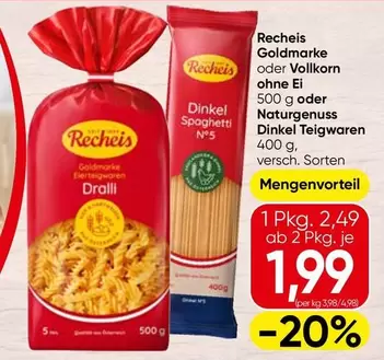 Goldmarke oder Vollkorn ohne Ei 500 g oder Naturgenuss Dinkel Teigwaren
