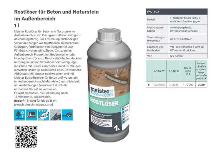 Rostlöser für Beton und Naturstein
