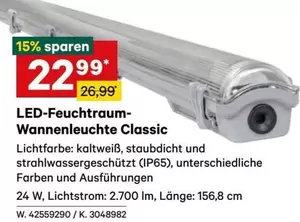 LED-Feuchtraum-Wannenleuchte Classic