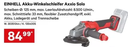 Einhell - Akku-Winkelschleifer Axxio Solo