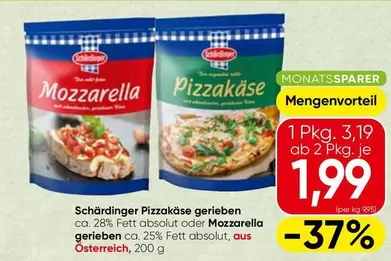Pizzakäse gerieben oder Mozzarella gerieben