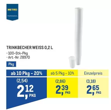 Weiss - TRINKBECHER WEISS 0,2 L