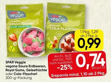 Royal - Veggie vegane Saure Erdbeeren,  Gums, Geleefrüchte oder Cola-Flascherl