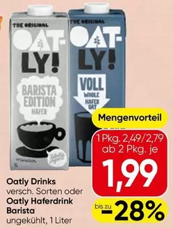 Oatly Drinks oder Oatly Haferdrink Barista