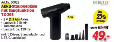 Akku-Staubgebläse mit Saugfunktion TX-293