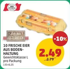 Ama - 10 FRISCHE EIER AUS BODEN-HALTUNG Gewichtsklasse L pro Packung
