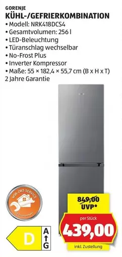 KÜHL-/GEFRIERKOMBINATION NRK418DCS4