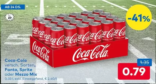 Coca Cola - Coca-Cola, Fanta, Sprite oder Mezzo Mix