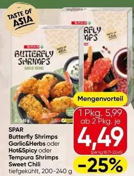 Butterfly Shrimps Garlic&Herbs oder Hot&Spicy oder Tempura Shrimps Sweet Chili