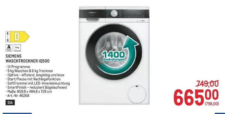 Siemens - WASCHTROCKNER IQ500