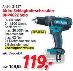 Makita - Akku-Schlagbohrschrauber DHP482Z Solo