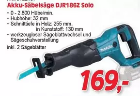 Akku-Säbelsäge DJR186Z Solo