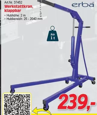 Werkstattkran, klappbar