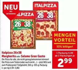 Italpizza 26x38 Margherita oder Salame Gran Gusto