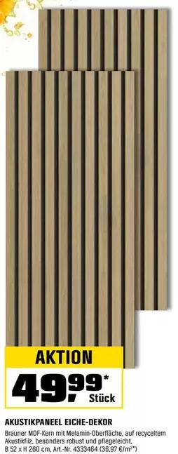 AKUSTIKPANEEL EICHE-DEKOR