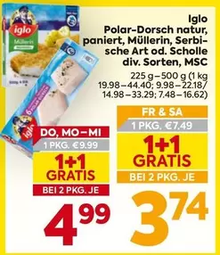 Polar - -Dorsch natur, paniert, Müllerin, Serbische Art od. Scholle