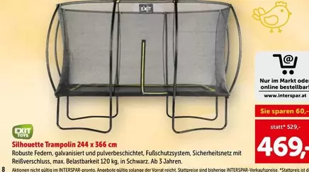 Schwarz - Silhouette Trampolin 244 x 366 cm