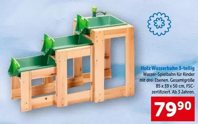 Kinder - Holz Wasserbahn 3-teilig