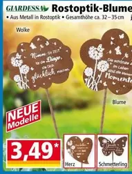 Herz - Rostoptik-Blume