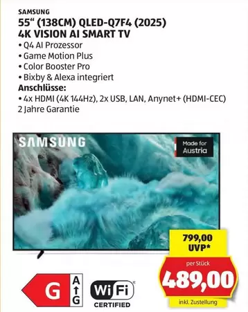 Samsung - 55" (138CM) QLED-Q7F4 (2025) 4K VISION AI SMART TV