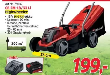 Einhell - GE-CM 18/33 LI Highwheeler