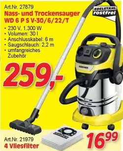 Nass- und Trockensauger WD 6 P S V-30/6/22/T