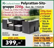 Cube - Polyrattan-Sitzgruppe 22tlg.