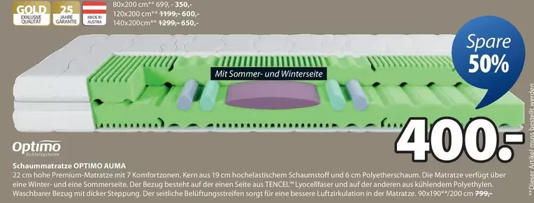 Gold - Schaummatratze OPTIMO ALMA
