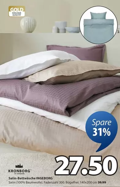 Gold - Satin-Bettwäsche INGEBORG