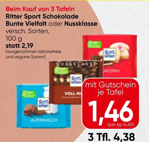Ritter Sport Schokolade Bunte Vielfalt oder Nussklasse