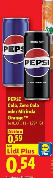 Orange - Cola, Zero Cola oder Mirinda