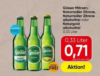 Gößer Märzen, Naturradler Zitrone, Naturradler Zitrone alkoholfrei oder Naturgold alkoholfrei
