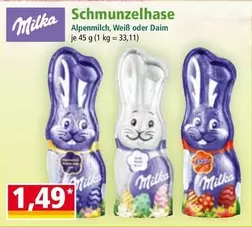 Milka - Schmunzelhase Alpenmilch, Weiß oder Daim