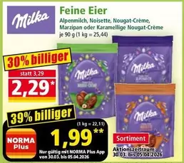 Milka - Feine Eier Alpenmilch, Noisette, Nougat-Crème, Marzipan oder Karamell