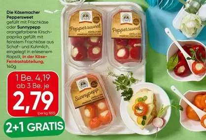 Die Käsemacher Peppersweet gefüllt mit Frischkäse oder Sunnypepp