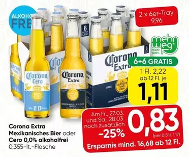 Corona Extra Mexikanisches Bier oder Cero 0,0% alkoholfrei