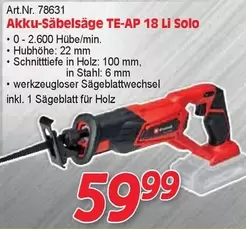 Einhell - Akku-Säbelsäge TE-AP 18 Li Solo