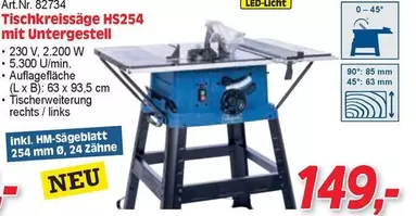 Tischkreissäge HS254 mit Untergestell