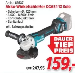 Makita - Akku-Winkelschleifer DGA511Z Solo
