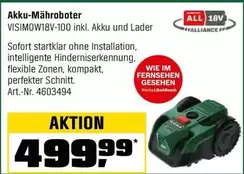 Akku-Mähroboter VISIMOW18V-100 inkl. Akku und Lader