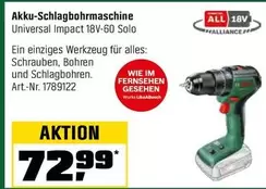 Akku-Schlagbohrmaschine Universal Impact 18V-60 Solo Art.-Nr. 1789122